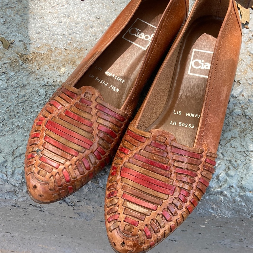 Vintage Leather Hurrache Loafers
